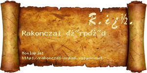 Rakonczai Árpád névjegykártya