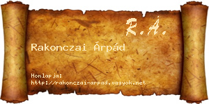 Rakonczai Árpád névjegykártya